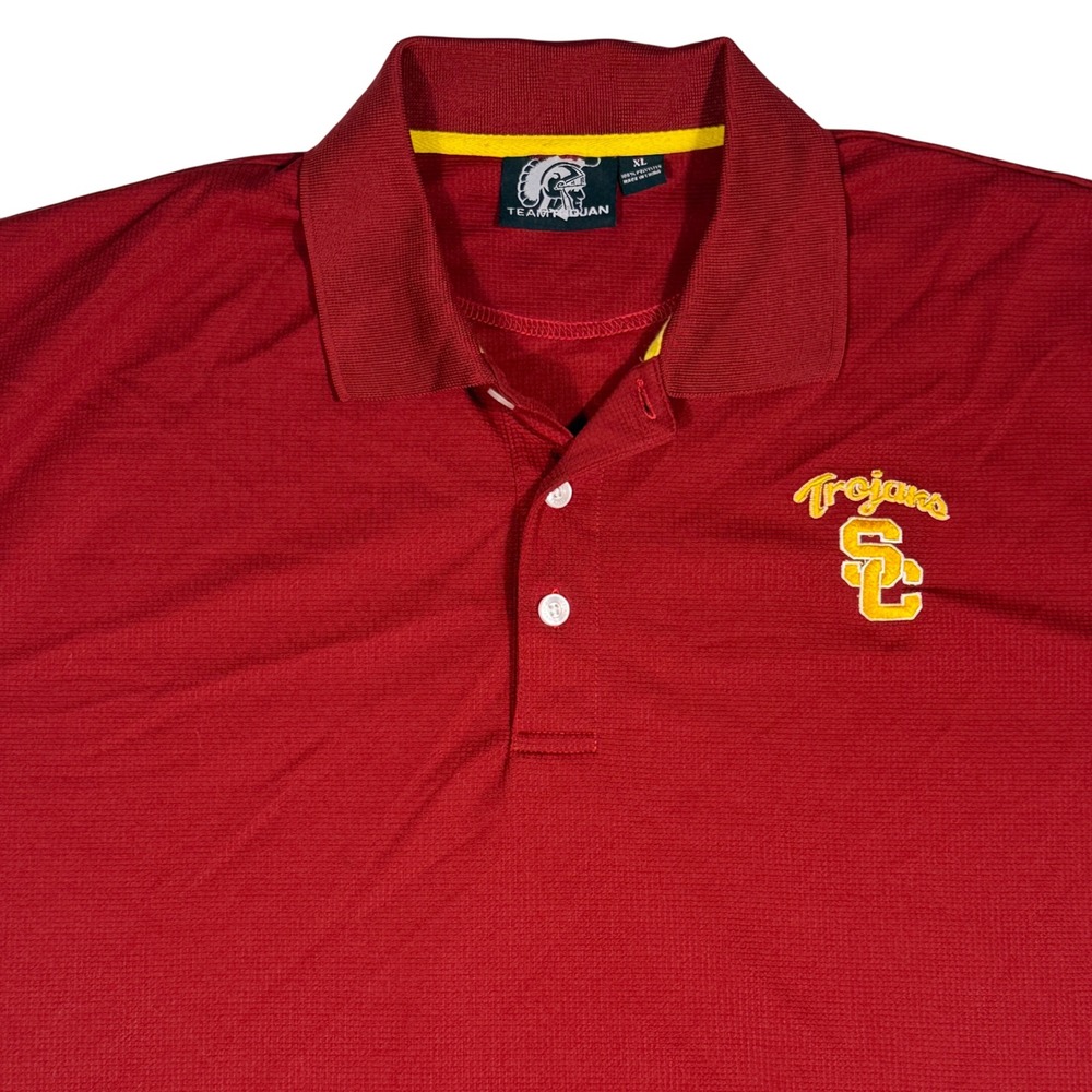 Team Trojan USC Trojans Polo Shirt Mens XL‎ Embroidered Cardinal Gold